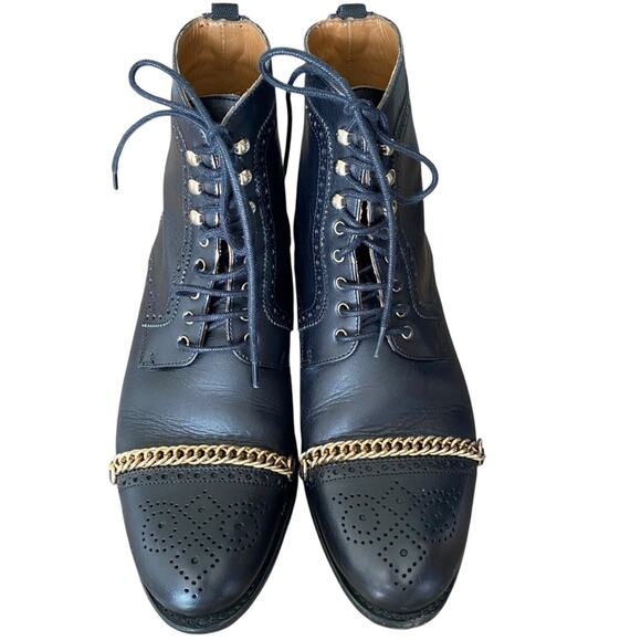 Taft Grail Mens Black Leather Lace Up Chain Boots size 41 US 8 - Picture 3 of 13